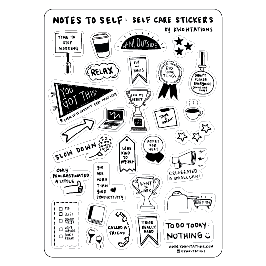 Self Care Piggy Sticker Sheet, Self Love Stickers, Self Care Planner
