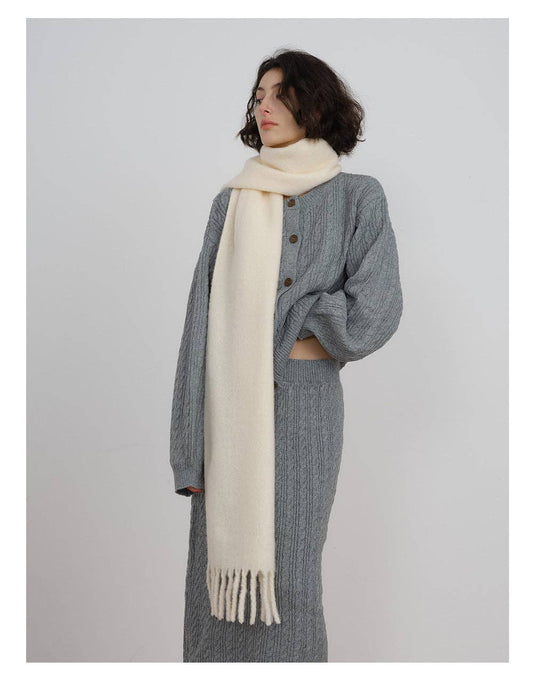 Ivory Oversized Wool Scarf