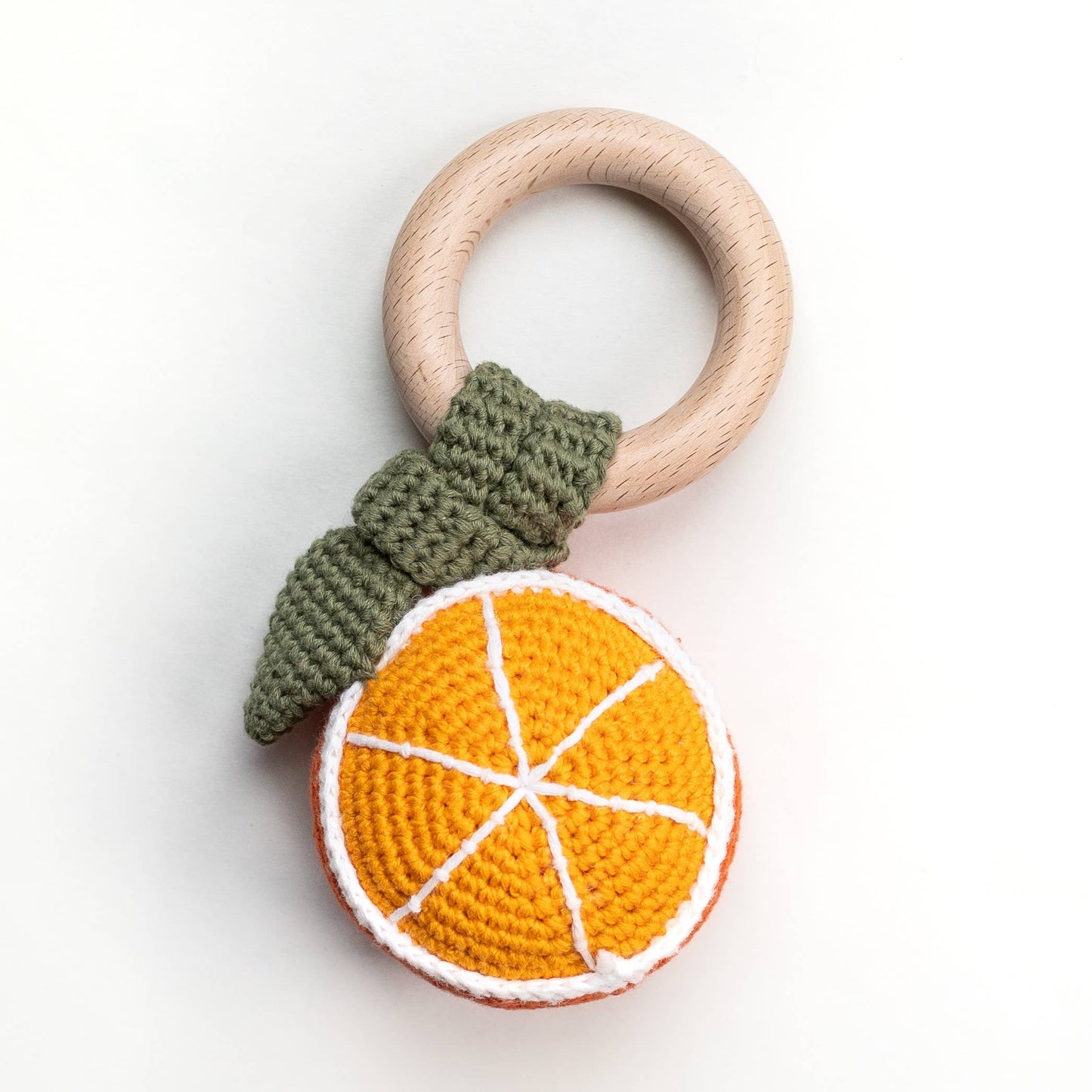 Orange Hand Crochet Baby Rattle