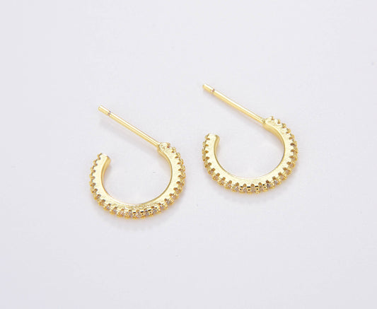 Gold Pave CZ Hoops