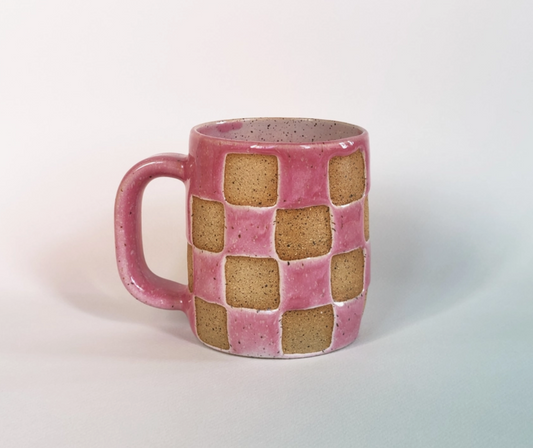 Pink Checkerboard Oversized Mug
