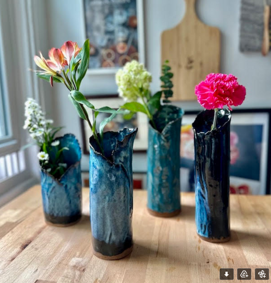 Ceramic Indigo Bud Vases