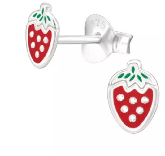 Silver Strawberry Studs