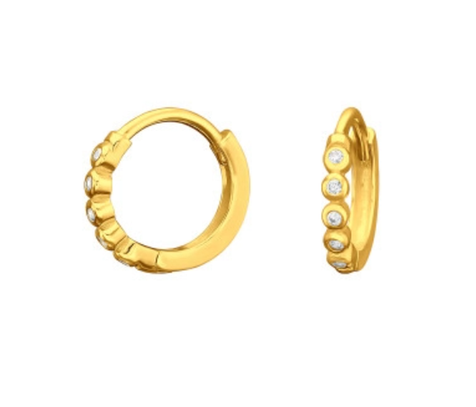 Yellow Gold CZ Bezel Huggies