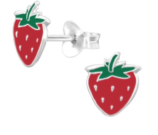 Sterling Silver Strawberry Studs