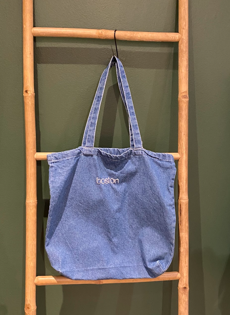 Denim Embroidered Tote Bag (Custom option available)