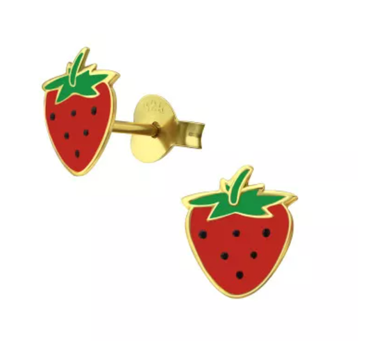 Gold Strawberry Studs