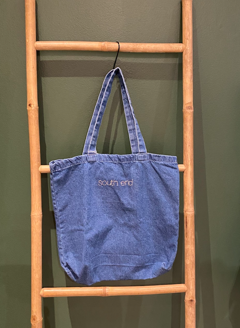 Denim Embroidered Tote Bag (Custom option available)