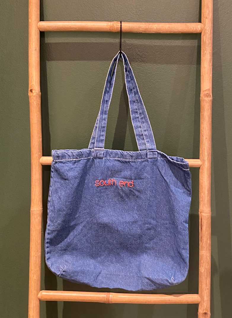 Denim Embroidered Tote Bag (Custom option available)