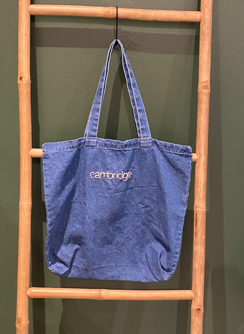 Denim Embroidered Tote Bag (Custom option available)