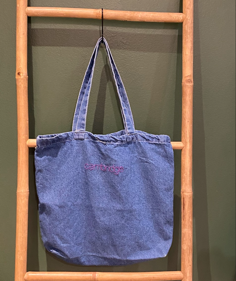 Denim Embroidered Tote Bag (Custom option available)