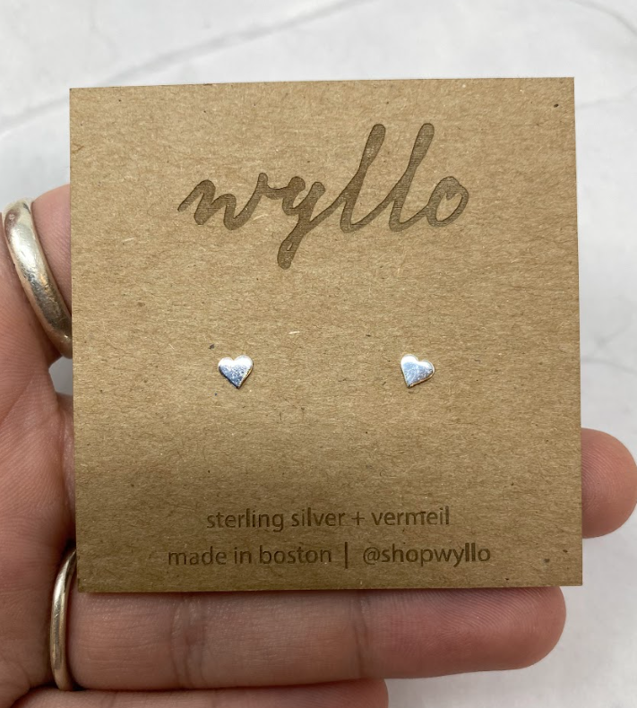 Silver Heart Studs