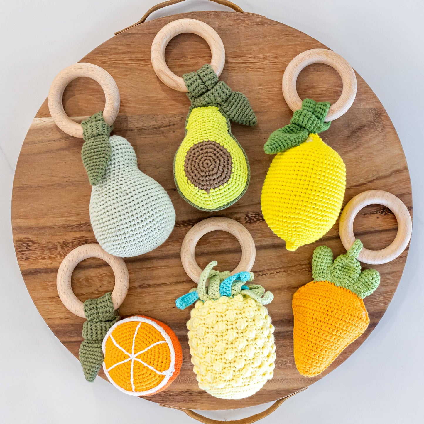 Orange Hand Crochet Baby Rattle