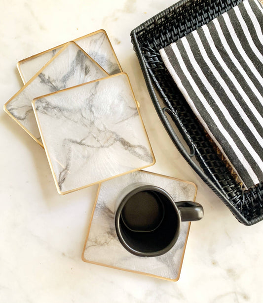 White Marble Resin Coasters