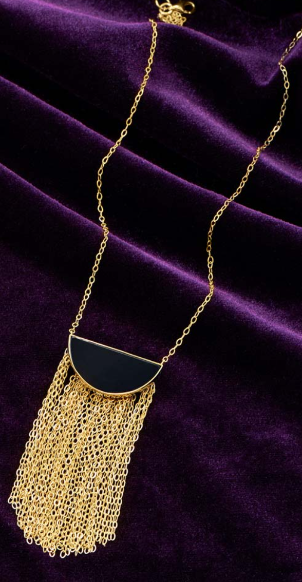 Black Onyx Fringe Necklace