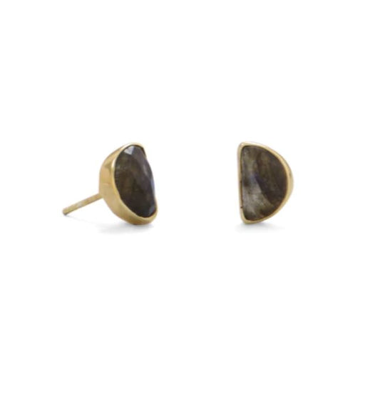 Half Moon Labradorite Studs