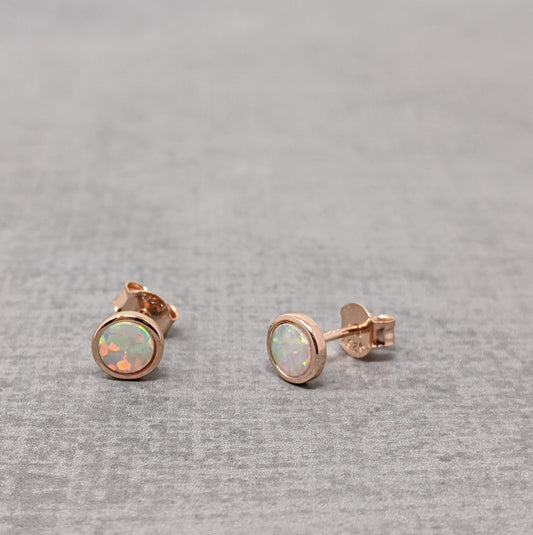 rose gold opal stud earrings