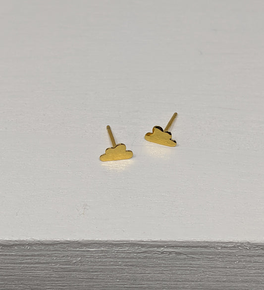 yellow gold cloud stud earrings